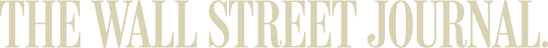 The Wall Street Journal logo in tall, light beige capital letters on a white background.