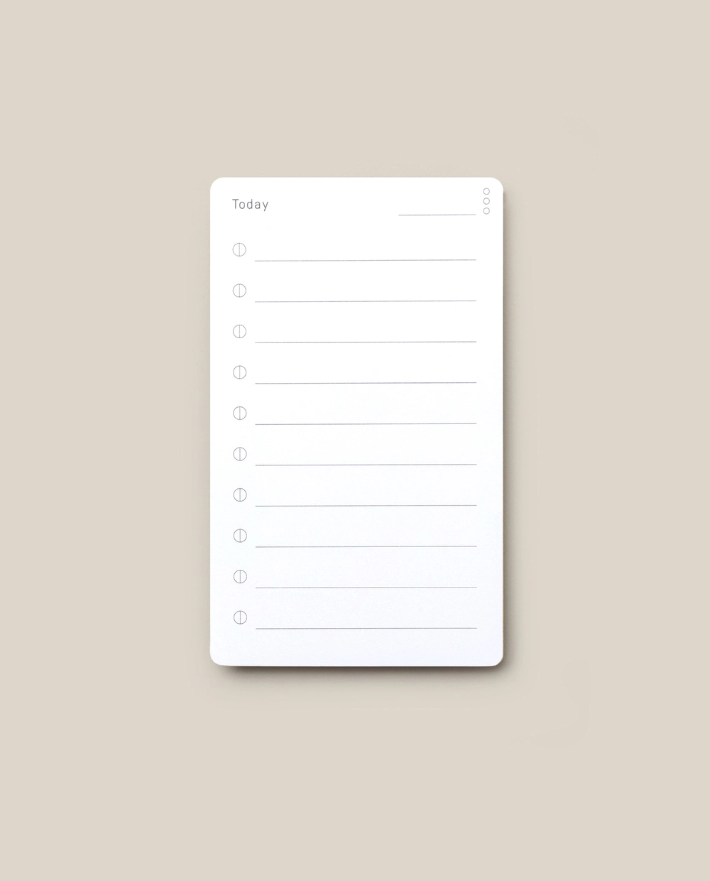 An Analog Today Card with a “Today” heading, lined sections and Task Signal circles on a beige background