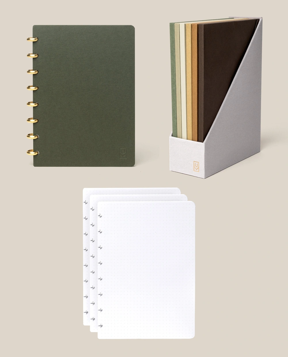 Discbound Journal Bundle (Standard 6"x 8.5" Journal) with cardstock cover, refills and Journal Archive