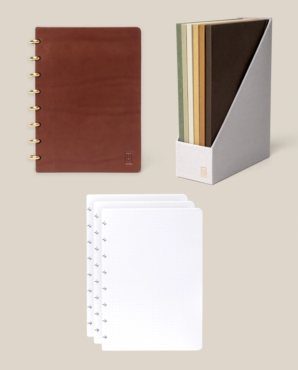 Discbound Heirloom Journal Bundle in brown leather with refills and Journal Archive